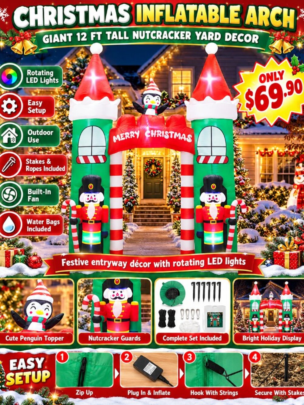 Giant 12ft Tall Inflatable Christmas